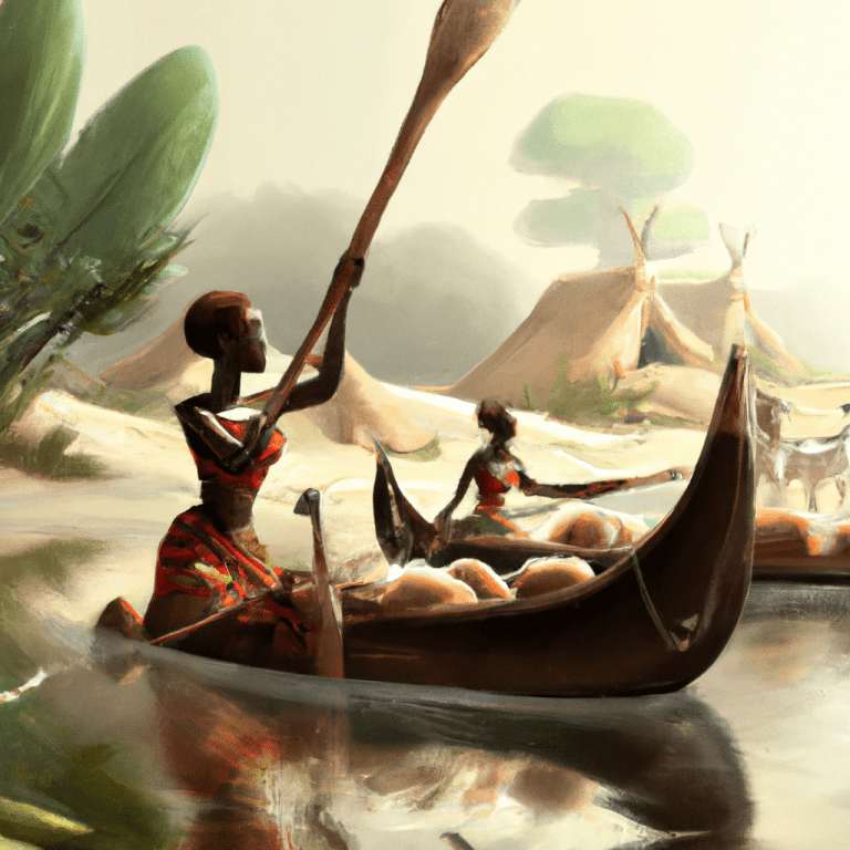 Artist impression of the dugout canoes the Nok Culture used for travel and trade.